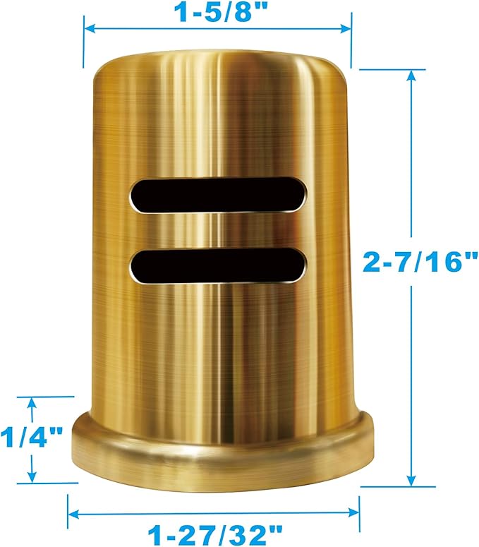 Dishwasher Air Gap Cover Gold only, Skirted, Replacement air gap dishwasher,Solid Brass,Brushed Gold Finish