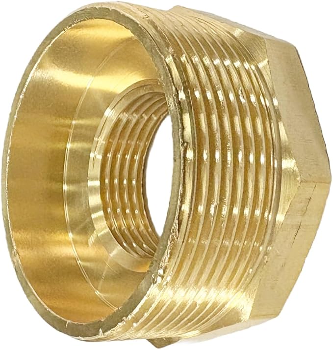 2" NPT Male x 1" NPT Female Brass Reducer Hex Bushing Threaded Pipe Fitting Reducing Adapter Pack of 1
