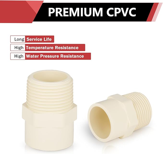 (30 Pack) EFIELD CPVC CTS Male Adapter Fittings, 1" Slip X 1" Male Thread,(CPVC035-5-30PCS)