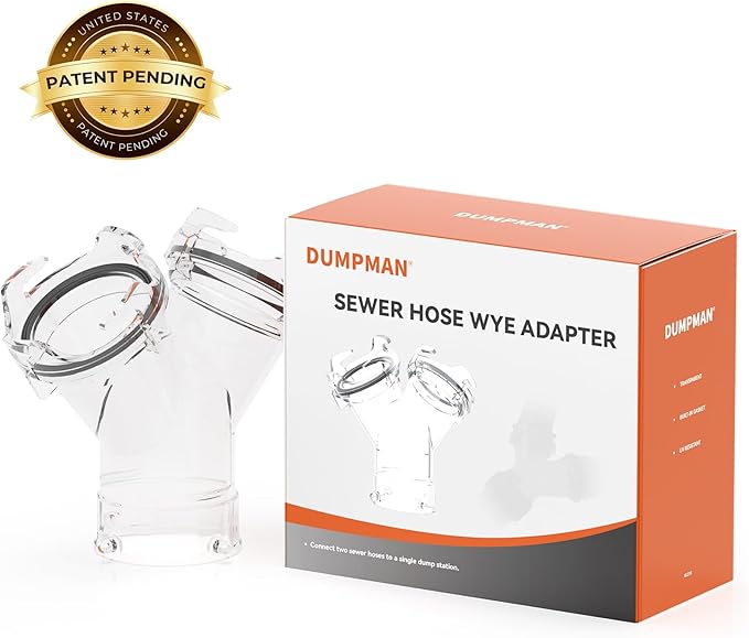 DUMPMAN RV Wye Sewer Hose Adapter, Sewer Hoses Y Splitter with Built-in Gasket, Twist Bayonet Design Y Connector