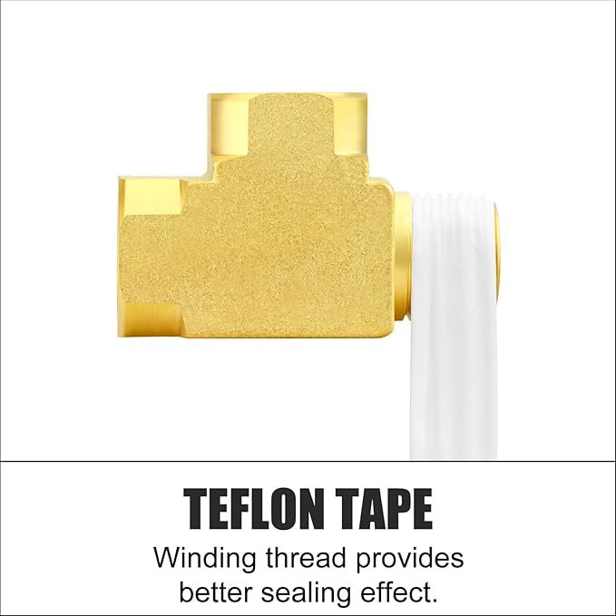 GASHER 3Pcs Brass Tee Fitting, 3/8" FNPT x 3/8" FNPTx 3/8" MNPT Pipe Fittings, Male Run Tee