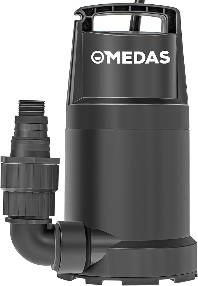 MEDAS Portable Sump Pump for Swimming Pool, Garden Pond, Basement Water Removal with 10ft Power Cord 1HP