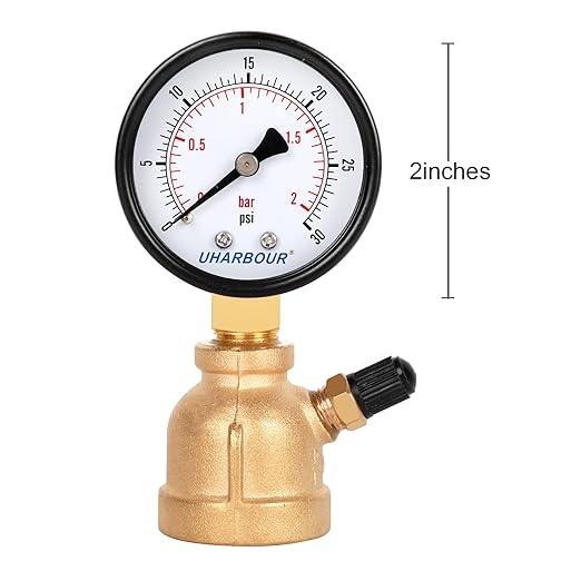 Gas Line Pressure Tester, Brass Gas Pressure Tester Gauge, 3/4" FNPT Forged Brass Assembly with Air Pressure Gauge 30psi and Air Bleeding Valve for Pressure Testing on Home Gas Line