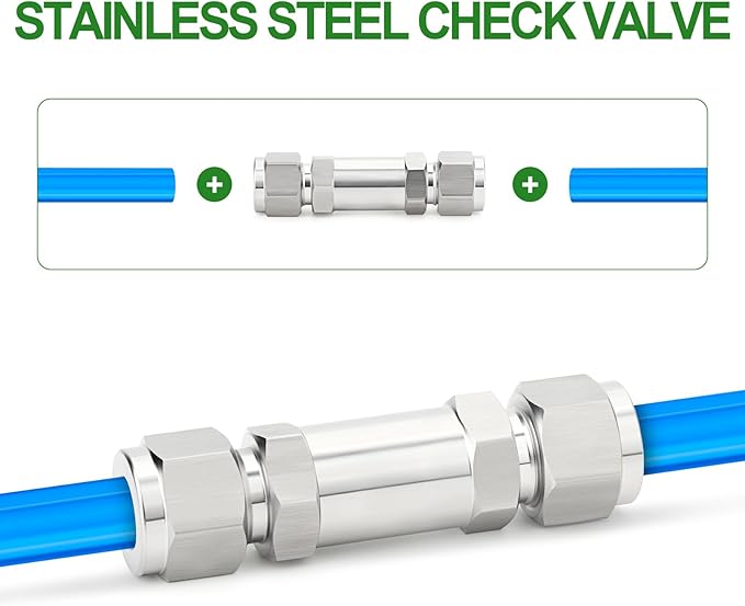 TAISHER 1PCS 316L Stainless Steel 1/2" Tube OD Check Valve(Ferrule Silver Plated),Backflow Prevention,One Way Non-Return Check Valves