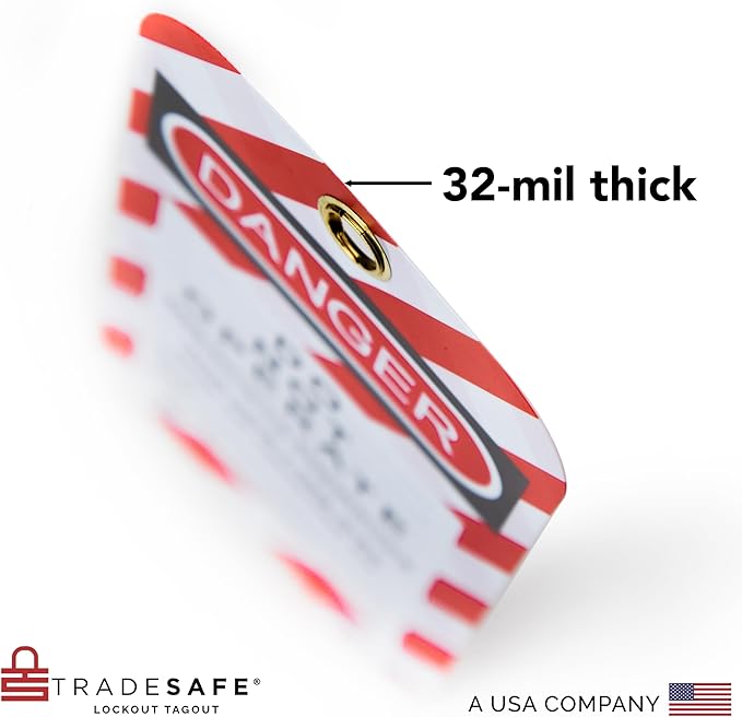 TRADESAFE Lockout Tagout Tags - 60 Danger Do Not Operate Tags with 60 Zip Ties, Premium 32 mil Vinyl, OSHA Compliant Loto Tags for Lock Out Tag Out, Out of Service, Electrical Equipment Repair