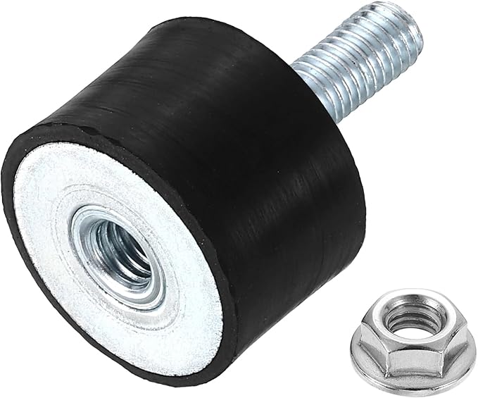 uxcell M8 Rubber Mounts, 1Pcs 30x20mm(DxH) Rubber Cylindrical Anti Vibration Isolator Shock Absorber with Lock Nut for Car Bobbin Generator Air Compressors