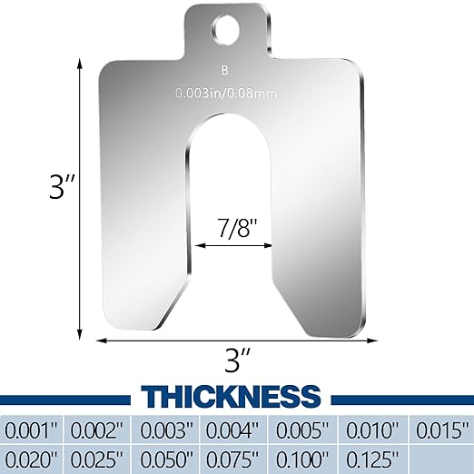 Shimeyao 130 Pcs Size B 3" X 3" Stainless Steel Slotted Shims Kit Metal Shims Stock for Leveling Assortment with Storage Box for Machinist Motor Door Shop Kit Replacement Pack