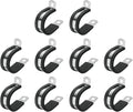 uxcell 1"(25mm) Cable Clamp, 304 Stainless Steel Rubber Cushioned Insulated R Shape Metal Clamp Tube Holder for Pipe Hose Wire Cord Installation 10Pcs