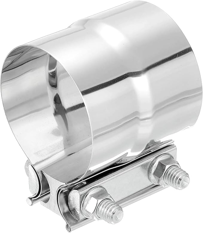 uxcell 2.8 Inch Exhaust Clamp, 304 Stainless Steel Butt Joint Band Clamp Sleeve Coupler Pipe Repair Clamp Universal Widening Clamp for Exhaust Pipes Mufflers, Silver