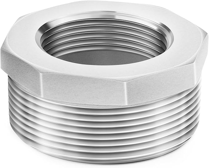 ChillWaves 304 Stainless Steel Pipe Fitting, Reducer Hex Bushing 2" NPT Male x 3/4" NPT Female Thread Adapter(1-PACK)