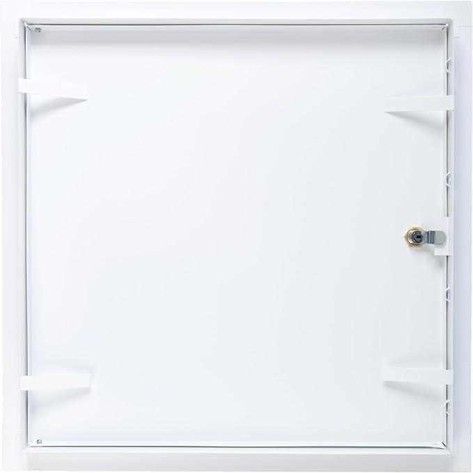 16" x 16" Lockable White Metal Access Panel. Service Shaft Door Panel with Key. Plumbing, Electricity, Heating, Alarm Wall Access Panel for Drywall. Bathroom Services Access Hole Cover.
