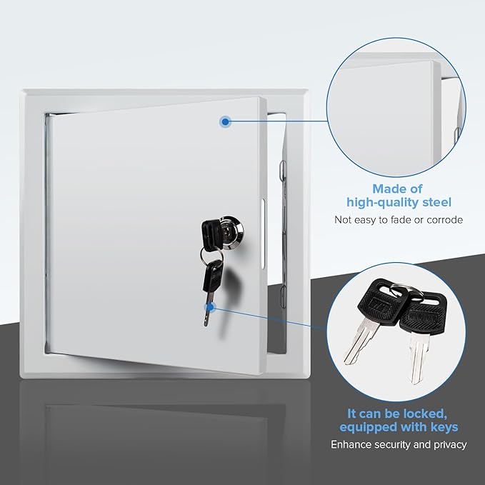 Donext Access Panel for Drywall/Ceiling, Wall Hole Cover with Lock and Keys, 8"x8" Metal Access Door, Concealed Service Door for Electrical and Plumbing