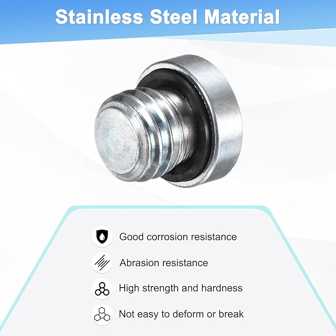 6-Pack M10x1.5mm Inner Hex Head Pipe Fitting Plug, Carbon Steel Sensor Socket Plug with Seal O-Ring for Terminate Pipe Ends/High Pressure Washer, Sealing Screw