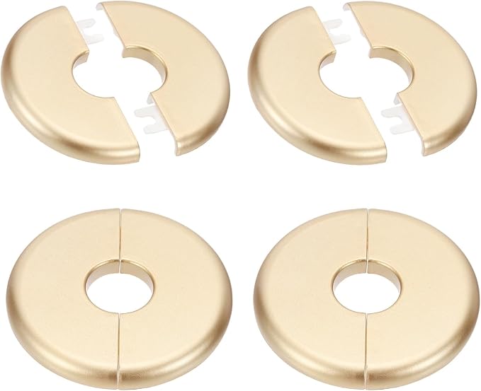 PATIKIL Wall Split Flange 80mm / 3.1" OD, 4 Pcs Round Escutcheon Plate Cover PPR Plumbing Cover Plates with Self-Adhesive Tape for 22.5mm / 0.9" Dia Water Pipe Faucet, Gold