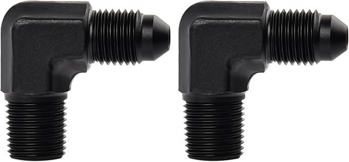 EVIL ENERGY 3AN to 1/8" NPT Male 90 Degree Fitting Aluminum Balck 2PCS