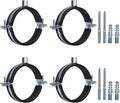 4 Pack Split Ring Pipe Hanger, Heavy Duty Adjustable Clamp Bracket With Screw & Expansion Tube, Wall Ceiling Mount Galvanized Iron Strap Supports Fit for OD 3.9" (100mm)