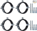 4 PCS Split Ring Pipe Hanger, Heavy Duty Adjustable Pipe Bracket Clamp with Screw & Expansion Tube, Wall Ceiling Mount Galvanized Iron Pipe Strap Supports Fit for Pipe OD 2.4-2.5 Inch(60-64mm)