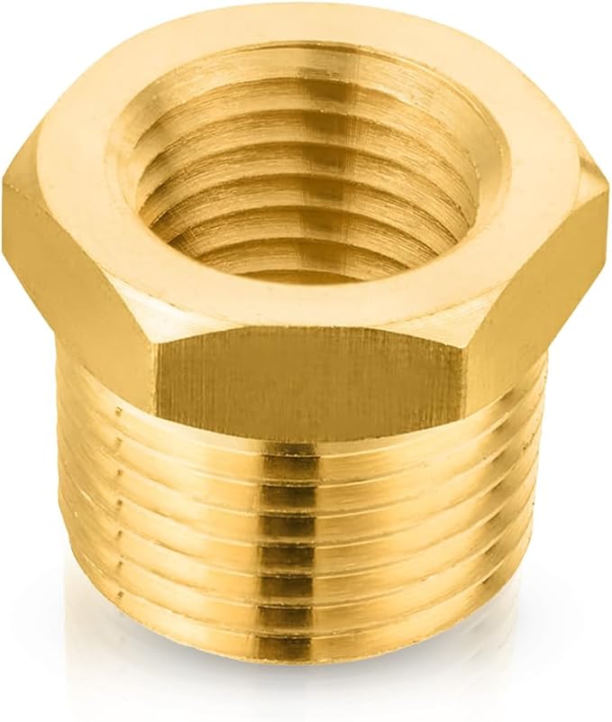 100-PCs HeSun Brass Thread Pipe Fitting, 1/2" NPT Male x 3/8" NPT Female Reducer Hex Bushing Adapter(NPT031-100)