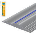 ToLanbbt 10Ft/3.05M Universal Garage Threshold Seal Strip with 300ml Black Sealants/Adhesives, Garage Door Bottom Weatherproof Strip Rubber DIY Weather Stripping Replacement (Grey-Blue Line)
