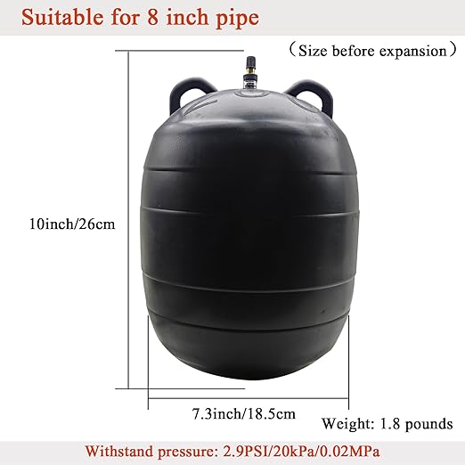 Inflatable Pipe Plug,Test Plug Plumbing,Sewer Test Plug,Inflatable Pipe Plug Balloon Plug,Pipe Test Plug,Plumbing Balloon Plug (8 inch)