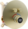 Round Digital Display Shower Valve 2 Way Shower Mixing Valve Concealed Installation Can Use All the Time Brushed Gold