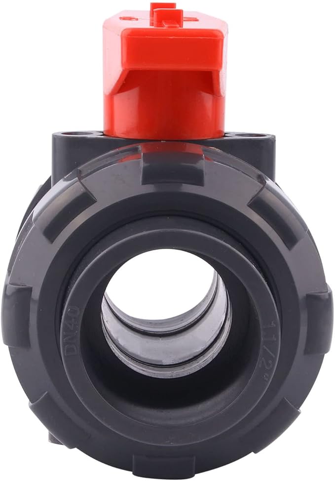 DERNORD 2 Pack PVC True Union Ball Valve with Full Port, EPDM O-Rings, and Reversible PTFE Seats,Rated at 200 PSI (1 1/2 inch Socket)