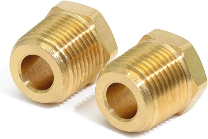 3/8 Inch NPT Male to 1/8 Inch Female NPT Thread Brass Fitting Reducing Hex Head Bushing Pipe Hose Adapter Convert Max 1200 PSI Pack of 2