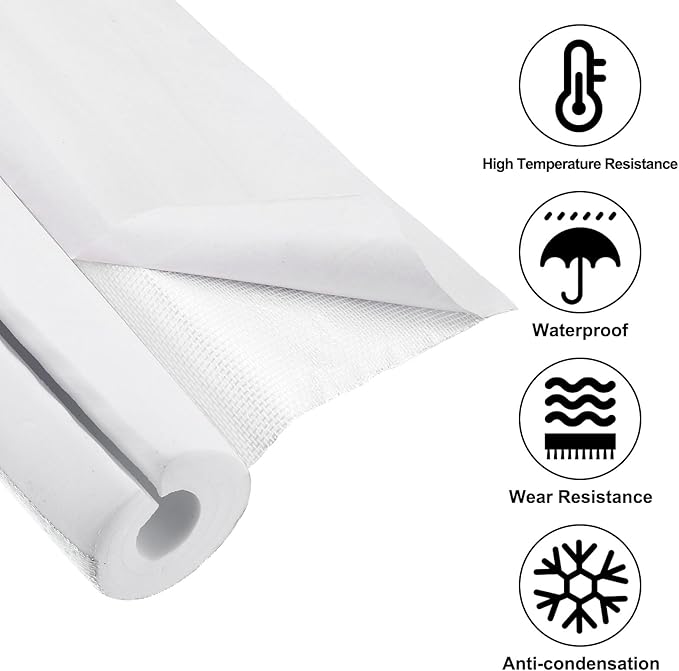 PATIKIL 3"(76mm) ID 4-9/16"(116mm) OD Pipe Insulation Foam Tube, 4Pcs 1.3Ft Self Adhesive Pre Slit Pipe Insulation Tube Cover Wrapping with Aluminum Foil for Winter Irrigation, White