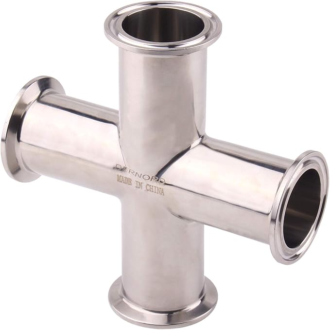 DERNORD 4 Way Cross Clamp Fits 1.5" Tri-clamp Sanitary Fitting Stainless Steel 304, 38mm Pipe OD