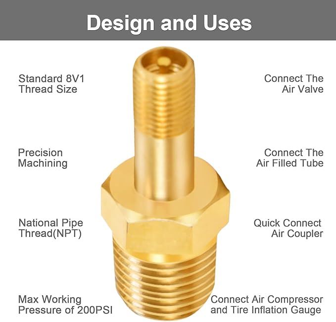 GODESON 1/4" NPT Tank Valve, Anti-Corrosion Brass Schrader Valve with 1/4" Male NPT,Using with Air Compressor Tanks with Sealing Caps (Pack of 2)