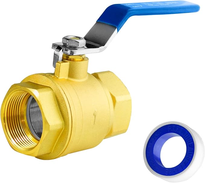 WiseWater 1" NPT Full Port Brass Ball Valve, with 1/4 Turn Blue Handle, 600 WOG, Plumbing Fitting, UPC Certified, 1 Pc