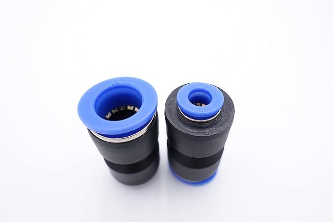 Push to Connect Fitting 1/2" Tube OD x 1/4" Tube OD Reducer, Pneumatic Air Water Straight Union Two Way Connector/Coupler (Pack of 5)