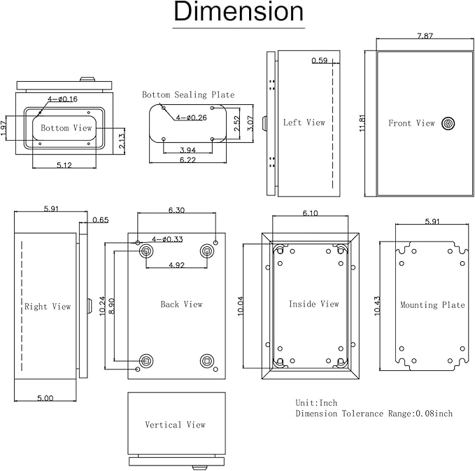 VEVOR NEMA Steel Enclosure 12×8×6,NEMA 4X Steel Electrical Box,IP66 Waterproof & Dustproof,Outdoor/Indoor Electrical Junction Box,with Mounting Plate
