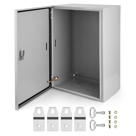 Outdoor Electrical Box,24x16x12 Steel Junction Box, NEMA 4X Electrical Enclosure Box IP66 Waterproof & Dustproof, Universal Electrical Project Box with Lock & Mounting Plate