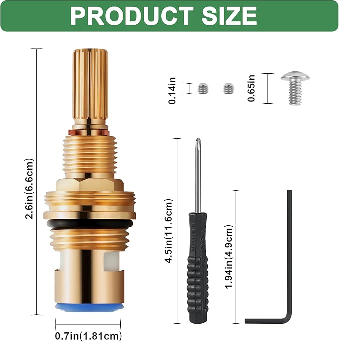 Brass 1-001 Cold Cartridge, Compatible With Brass 1-001 Cartridge, Faucet Cartridge for Bathroom Basin Faucet, Brass Constructio (1-001 Cold Cartridge)