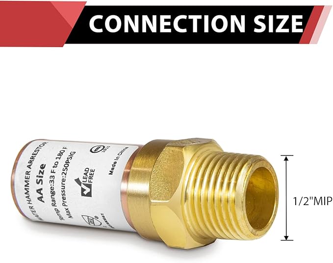 2-Pack EFIELD MH-130-3, 1/2-Inch Straight MIP Connection Copper Water Hammer Arrestor,(HAMMER005-2PCS)