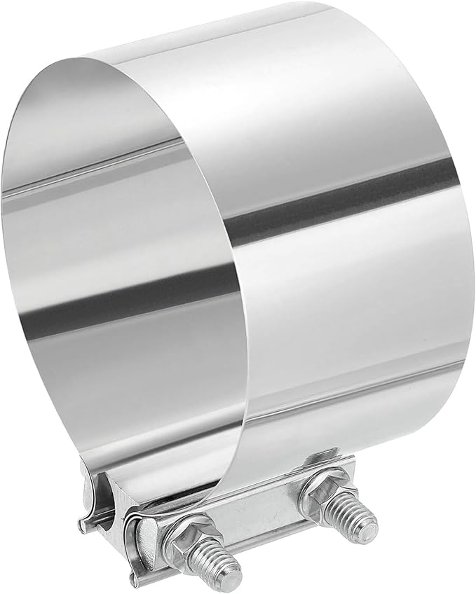 uxcell 5 Inch Exhaust Clamp, 304 Stainless Steel Butt Joint Band Clamp Sleeve Coupler Pipe Repair Clamp Universal Widening Clamp for Exhaust Pipes Mufflers, Silver