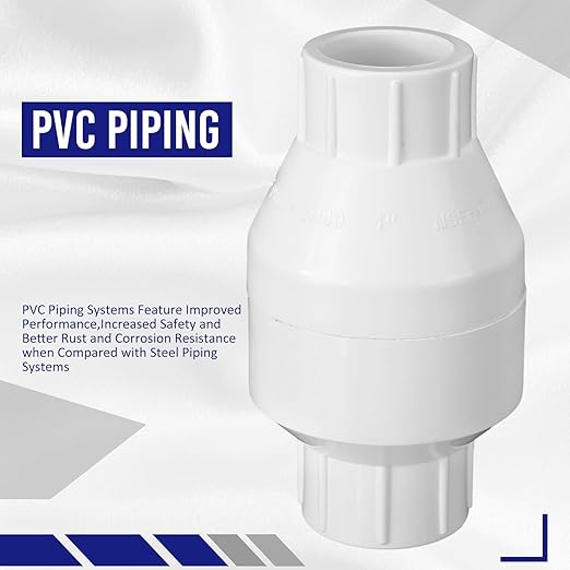 Geetery PVC Inline Check Valve Solvent Connections White Plastic Backflow Preventer Pipe Fittings Check Socket Schedule (2 Pcs, 1 Inch)
