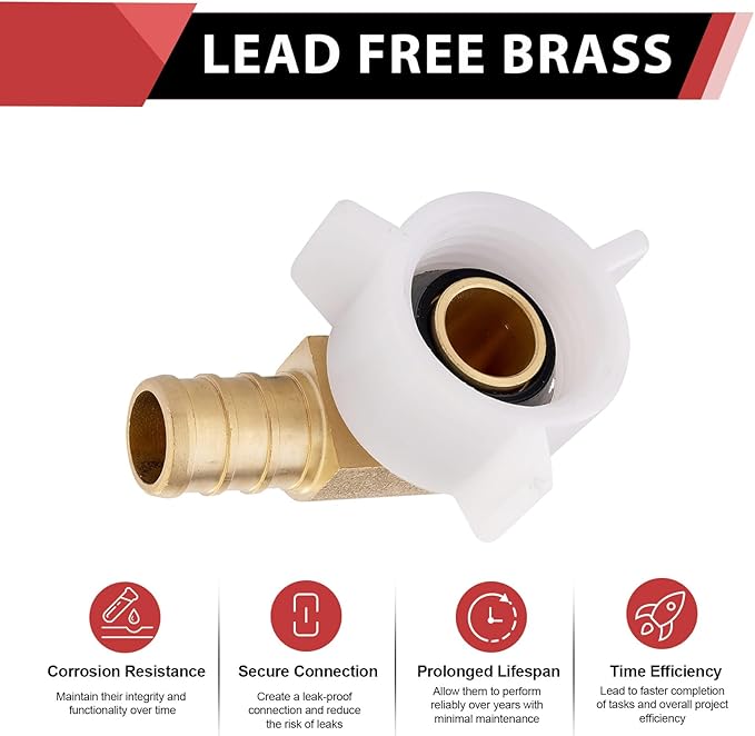 (Pack of 20) EFIELD Pex Crimp 3/4" Pex X 3/4" Female NPT Swivel Elbow Adapter Brass Fittings,(PEX1807211-20PCS)