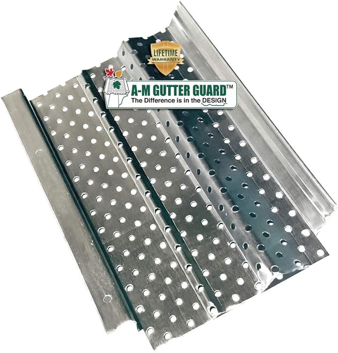 A-M Gutter Guard – Premium Heavy-Duty Aluminum Leaf & Debris Protection for 5″ & 6″ Gutters, Mill Finish, Lifetime Quality Sample Pack (7" in Length, Mill Finish) DIY-Easy - Made in The USA