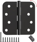 4" X 4" Black Door Hinges – 36 Pack Matte Black Door Hinges with 5/8" Radius, Rounded Interior Heavy Duty 4 Inch Black Hinge for Front and Exterior Doors Residential Door Hardware