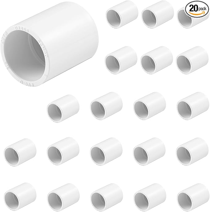 20 pcs 3/4" PVC Coupling Pipe Fittings (Socket x Socket) Schedule 40 PVC Fittings used For Plumbing and Irrigation