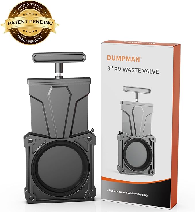 DUMPMAN RV Waste Gate Valve with Flow Control Handle, Fit for 3" Sewer Pipe, Waste Valve for Camping