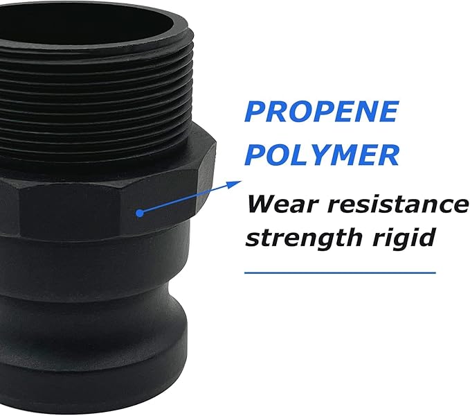2PCS Camlock Fittings Poly NPT F-75 3/4" Type F Standard Couplings Cam lock Fittings Polypropylene Cam Groove Fitting Male Camlock with Male Threads (0.75 inch, Type F)