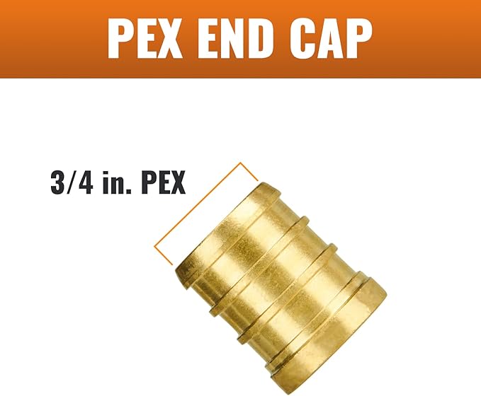 SUNGATOR Pex Fittings 3/4 Inch, 6-Pack 3/4" Pex Plug End Cap, No Lead Brass, NSF, UPC Certified