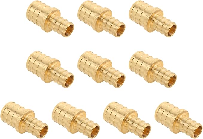 (10-Pack) Brass Pipe Fitting Reducing Straight Coupling, Anti-Corrosion, Lead-Free, 5 Year Warranty, Multiple Certifications, Easy Installation, Pex 1/2 Inch x 3/4 Inch for Plumbingmaster