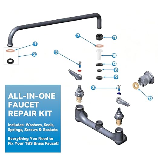B-6RK Faucets Repair Kit for T&S Brass Standard Type Compression Cartridges & Spray Valves - 2 Pcs
