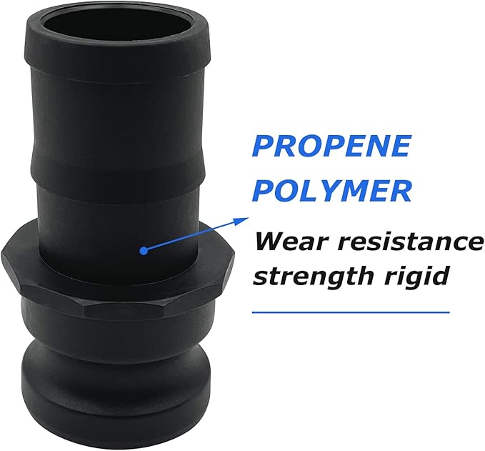 2PCS Camlock Fittings Poly E-100 1" Type E Standard Couplings Cam lock Fittings Polypropylene Cam Groove Fitting Male Camlock with a Hose Shank (1 inch, Type E)