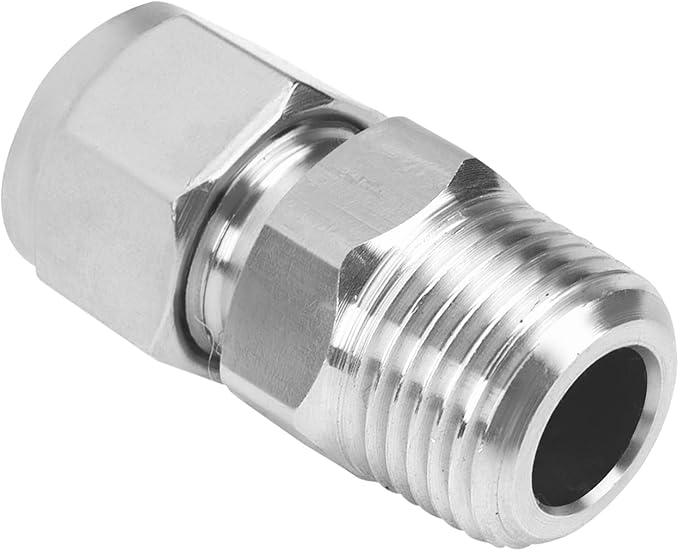 Yoebor Stainless Steel 304 Compression Fitting Straight Adapter Connector with Double Ferrules 5/8" Tube OD x 1/2" NPT Male,Pack of 2