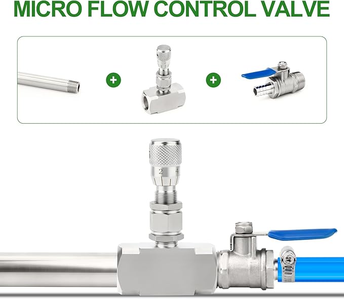 TAISHER 1PCS 304 Stainless Steel Reduce Port 3mm Needle Valve 1/2" NPT Female，Accurate Dials For Micro Flow Control Instrument Gauge Water Gas Oil